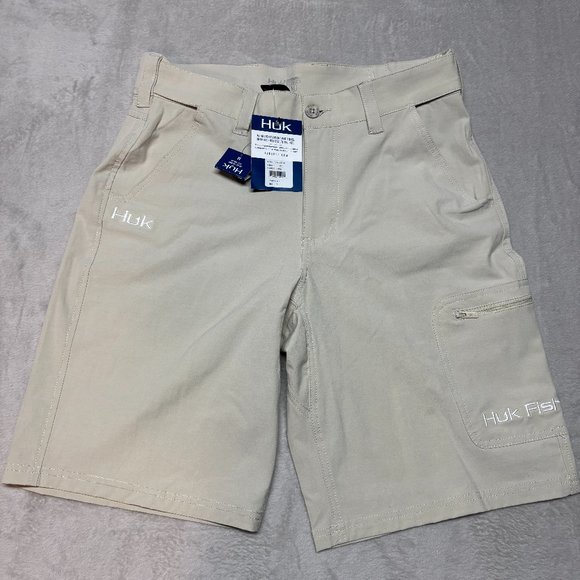 HUK Next Level 10.5" Fishing‎ Shorts Men’s M Beige Performance Stretch Cargo NWT - Picture 1 of 7